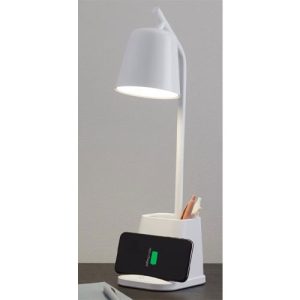 White desk lamp with wireless charger